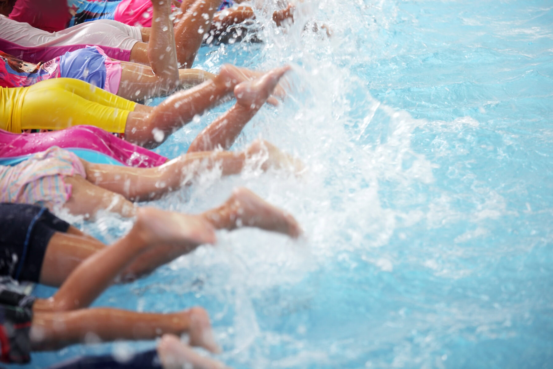 Group,Of,Children,At,Swimming,Pool,Class,Learning,To,Swim